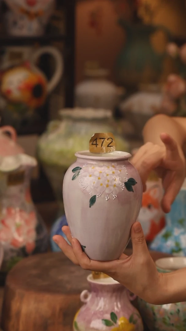 陶瓷472景德镇设计师手作花器摆件侘寂风