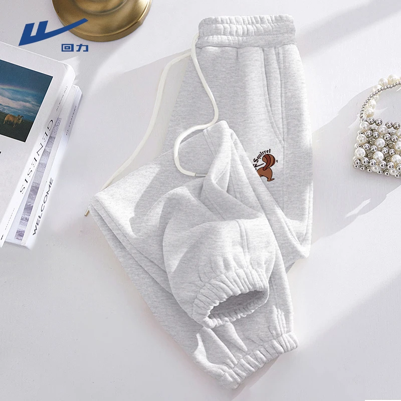 回力运动裤女2025年新款松紧腰束脚卫裤女款跑步休闲长裤子女生