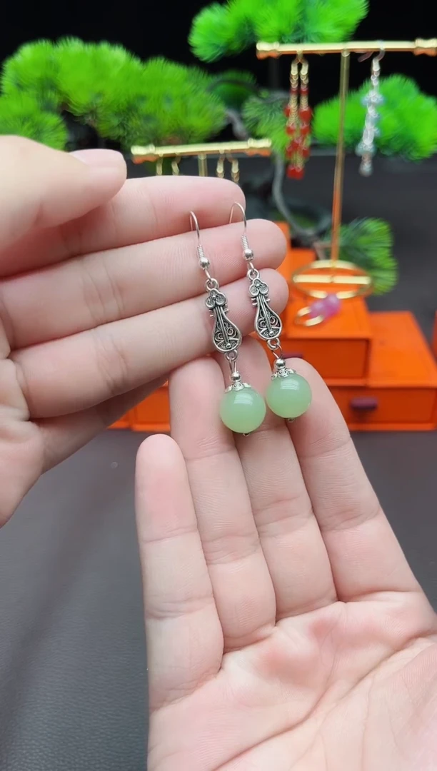 玛瑙/玉髓耳饰银S925镶嵌211