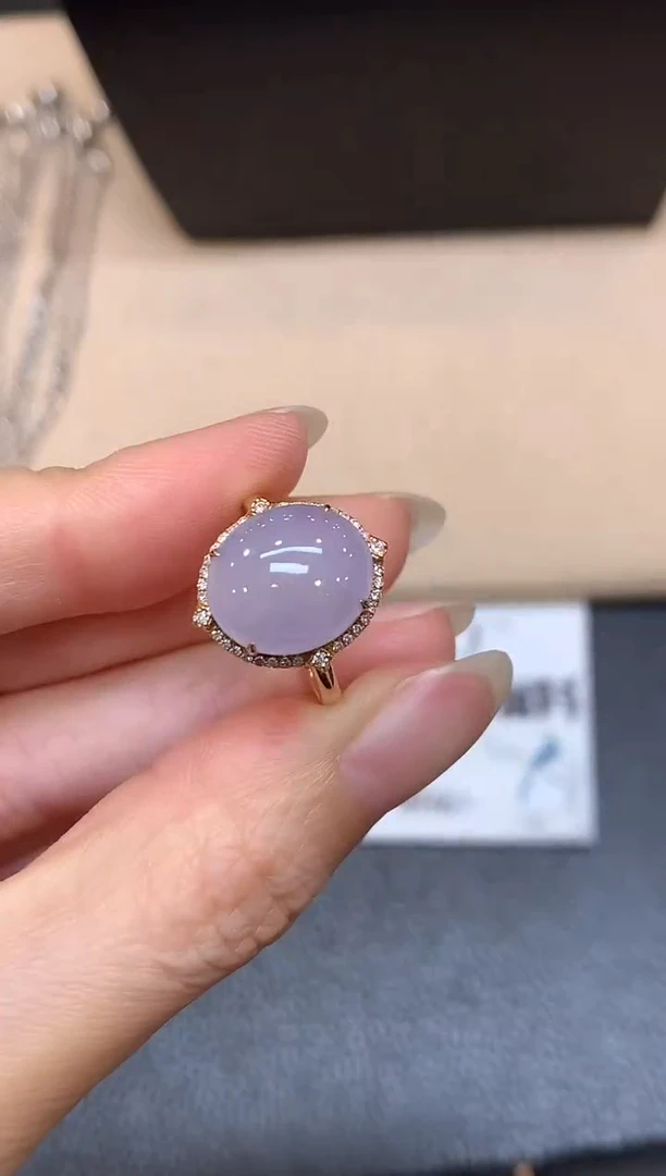 18K金镶嵌戒指翡翠6【无服务费蛋面【无服务费