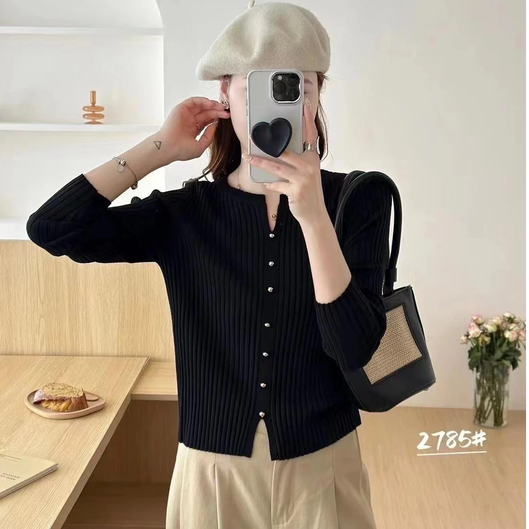 大码2025春秋新款宽松显瘦针织衫上衣胖mm百搭长袖毛衣打底衫3523