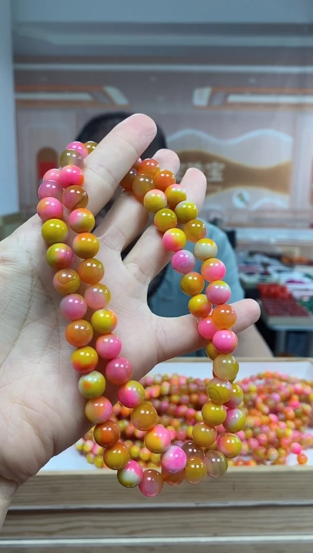 未镶嵌项链玛瑙/玉髓黄玛瑙玉石项链10mm68颗