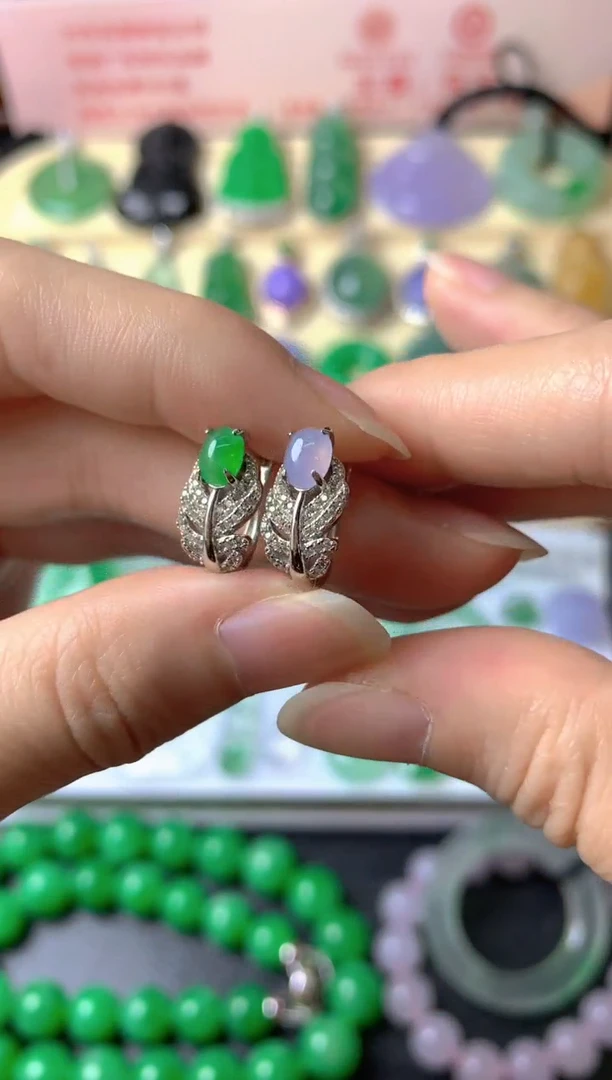 银S925镶嵌翡翠耳饰L***y耳饰