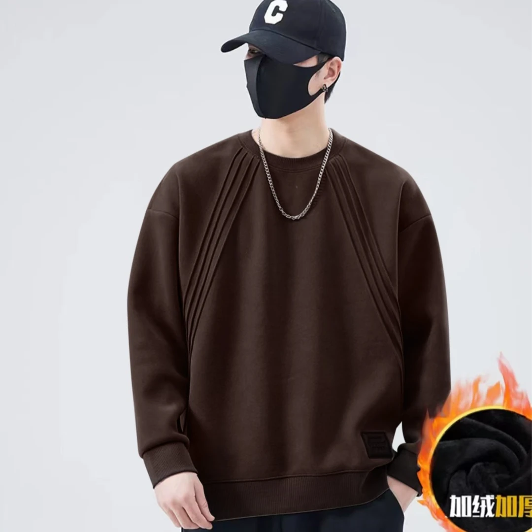 UUS设计！米兰绒！加绒加厚【设计师高货】！ 条纹拼接卫衣百搭056