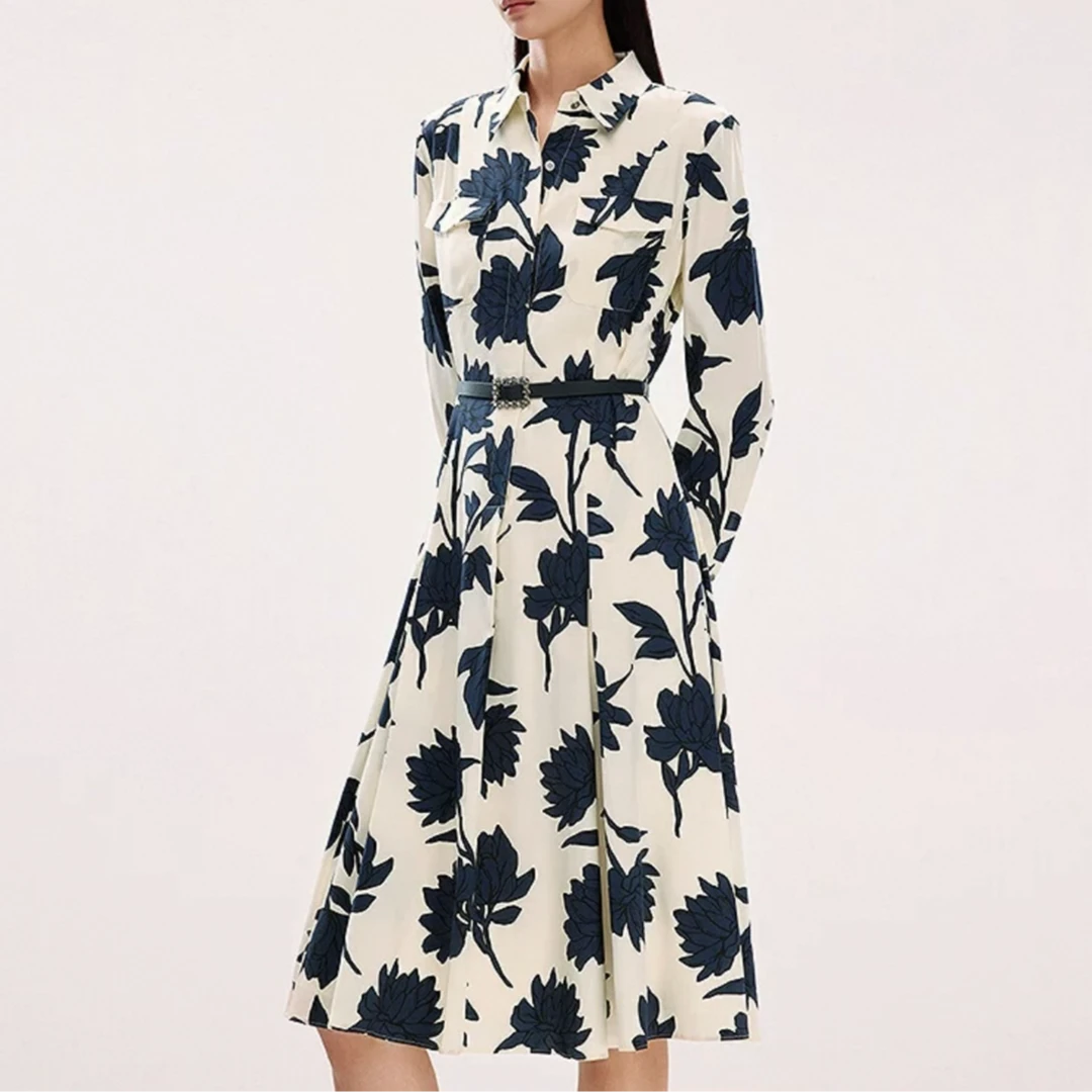 L001朗系2025春季新款中国风蚕丝知性连衣裙女