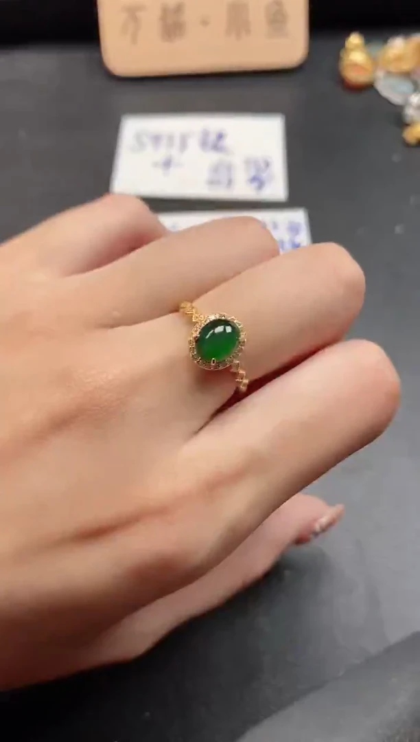 银S925镶嵌戒指翡翠51511
