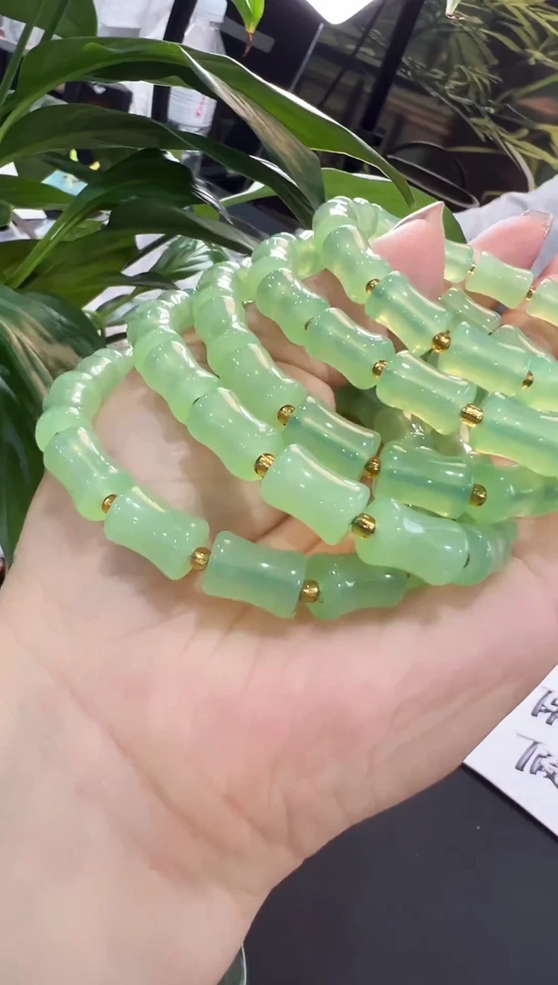 东陵石未镶嵌手链青青竹节单圈手串