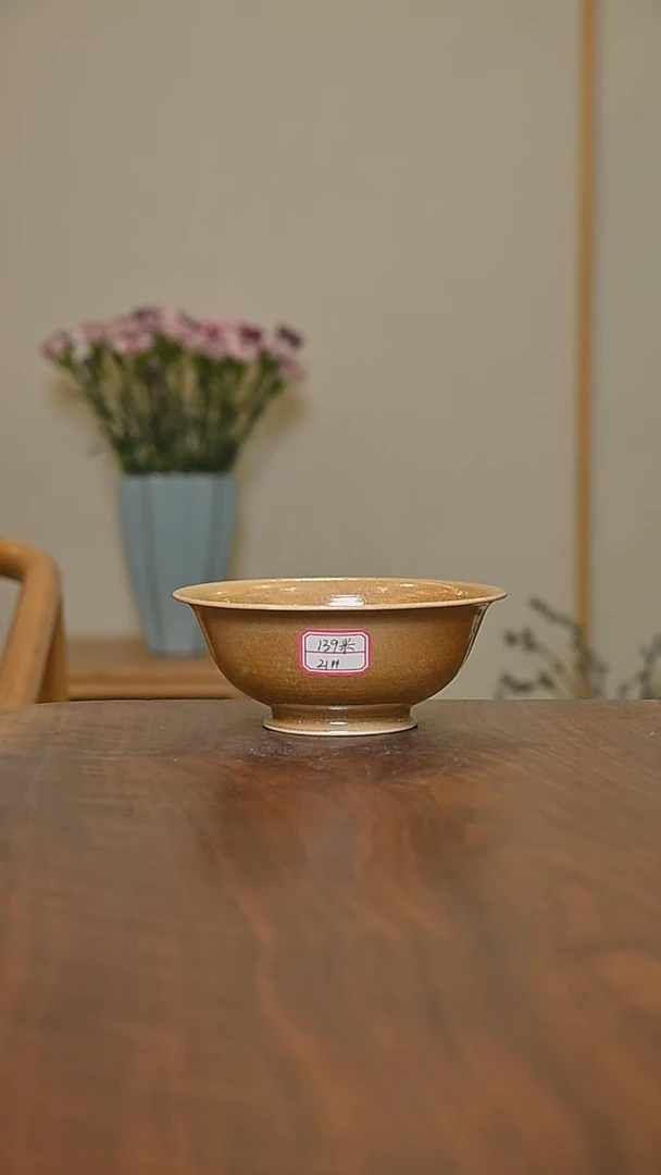 21#碗 落灰烧 微瑕 朱家汝窑款