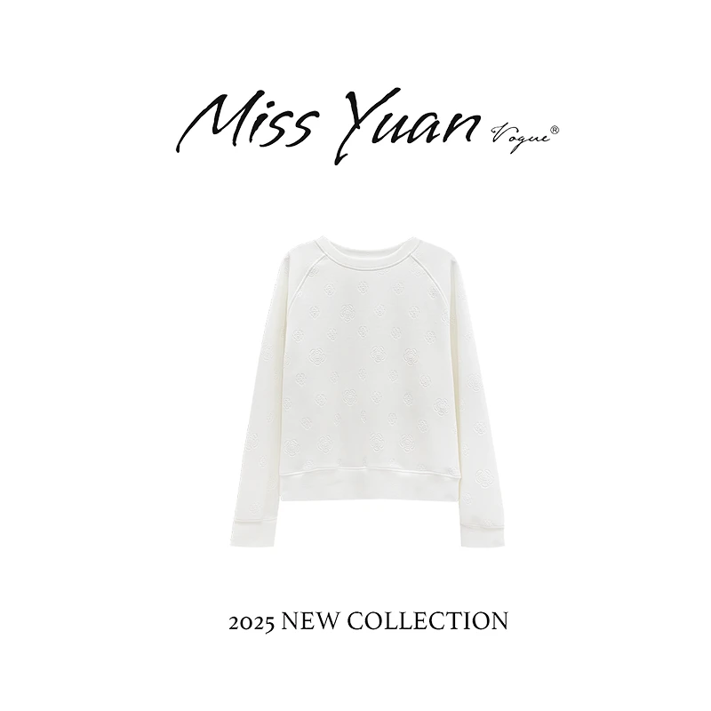 M.Y媛总  时尚高级设计感压花圆领卫衣801283