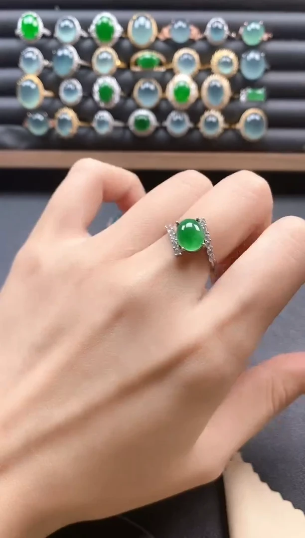 银S925镶嵌戒指翡翠51151