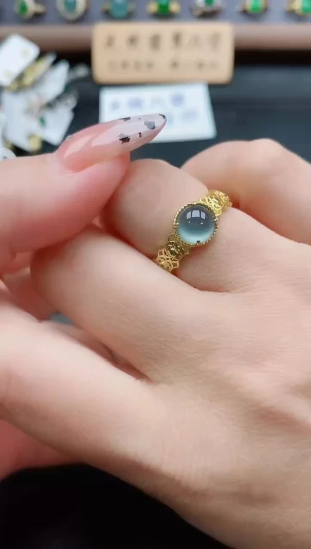 银S925镶嵌戒指翡翠1