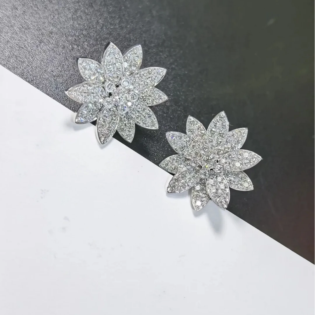 18K金钻石莲花耳扣CZ