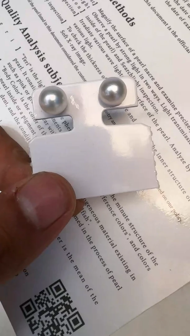 银S925镶嵌海水珍珠耳饰耳钉
