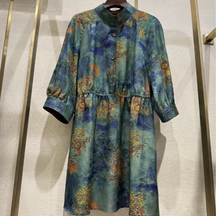 田新家高定100桑蚕丝老料香云纱奥黛风上衣(99102)