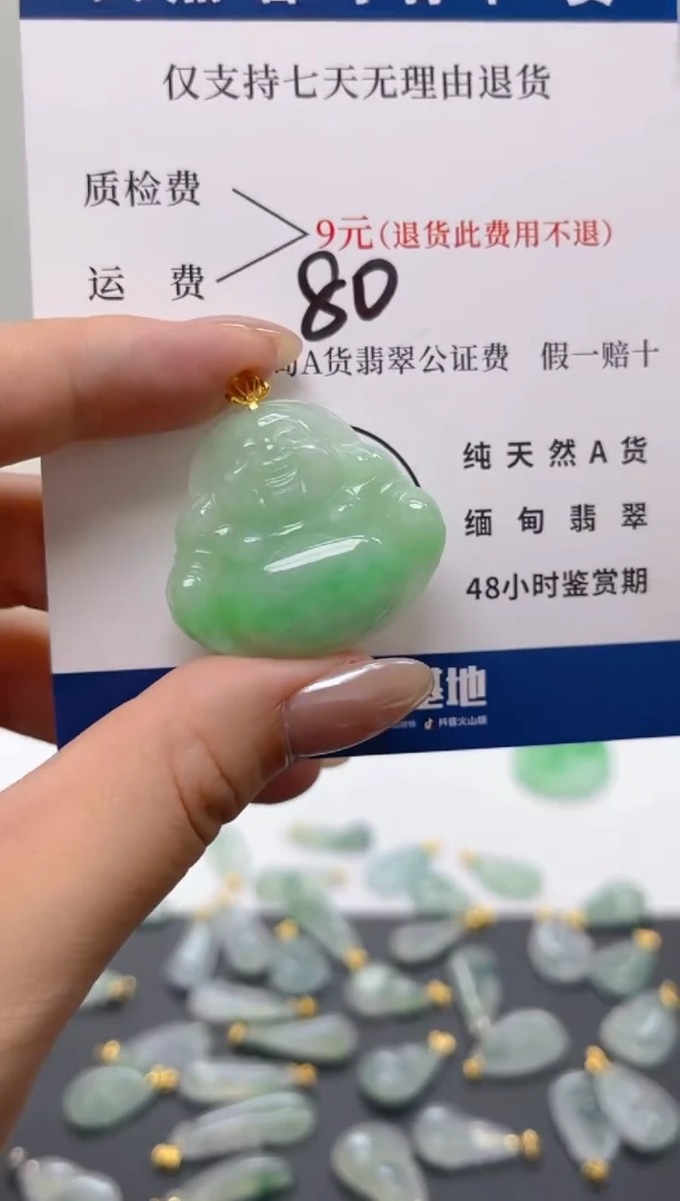 颈饰18K金镶嵌翡翠天然A货翡翠