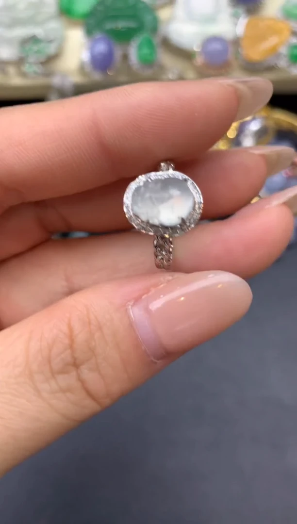 翡翠戒指18K金镶嵌154-雪姐翡翠天天见