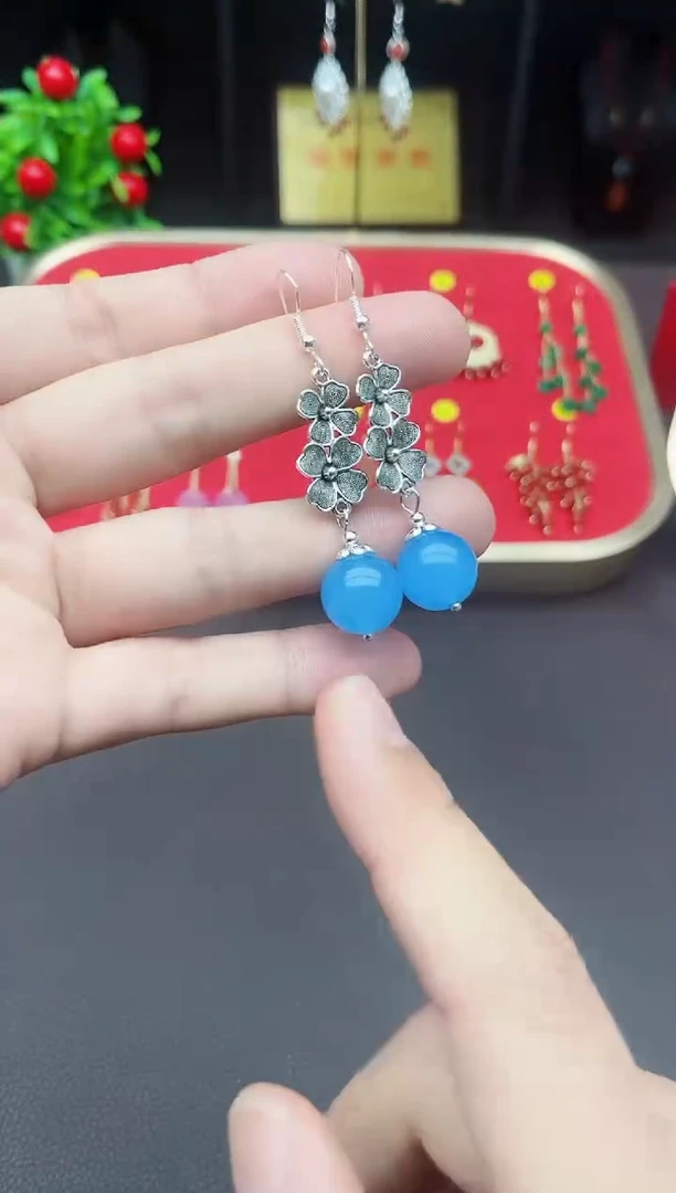 【闪购商品】玛瑙/玉髓耳钉银S925镶嵌712000