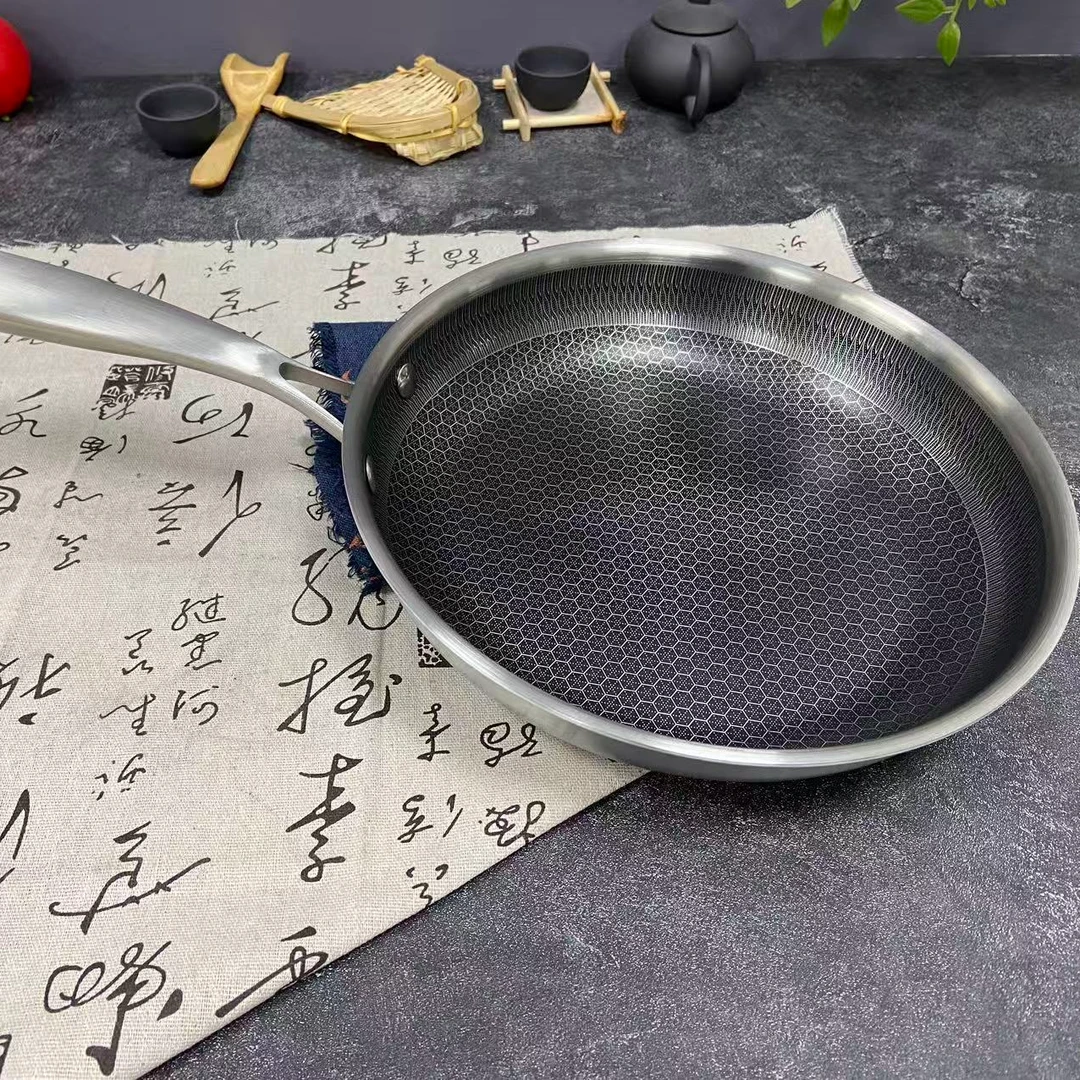 【胖哥粉丝专属】24单面蜂窝煎锅平底不锈钢高导热传家锅