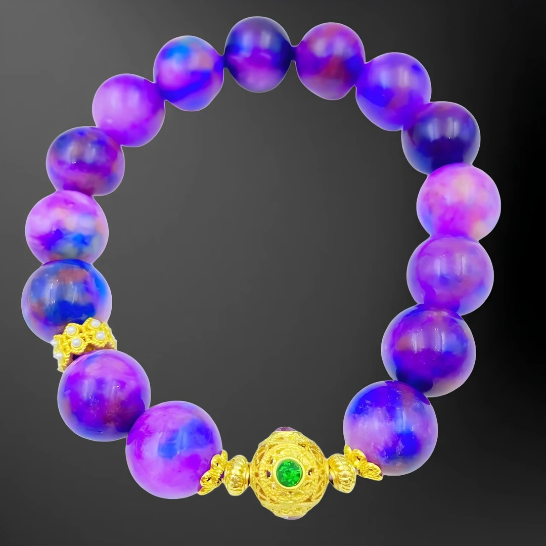 飘花皇家紫舒俱玛瑙珠珠手串S1203J