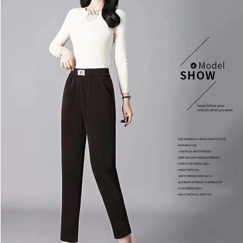 016秋冬款加绒加厚外穿小直筒裤加绒萝卜裤