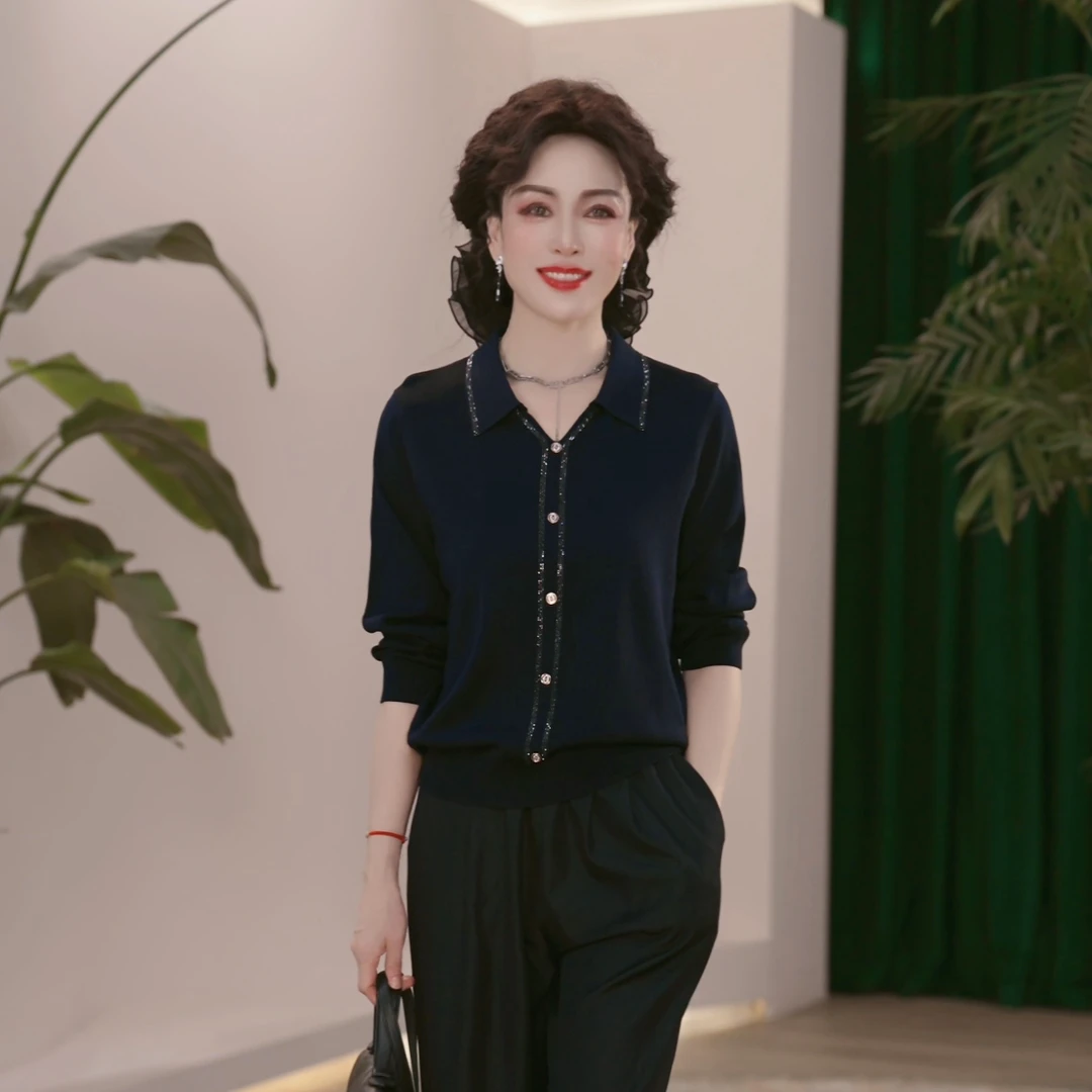 妈妈装秋装2025年新款针织衫时尚上衣服气质中年女装休闲时尚毛衣