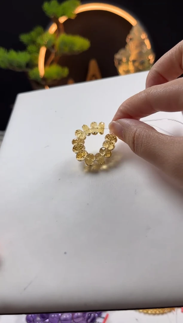 未镶嵌手链黄晶糖**o天然黄水晶算盘切面