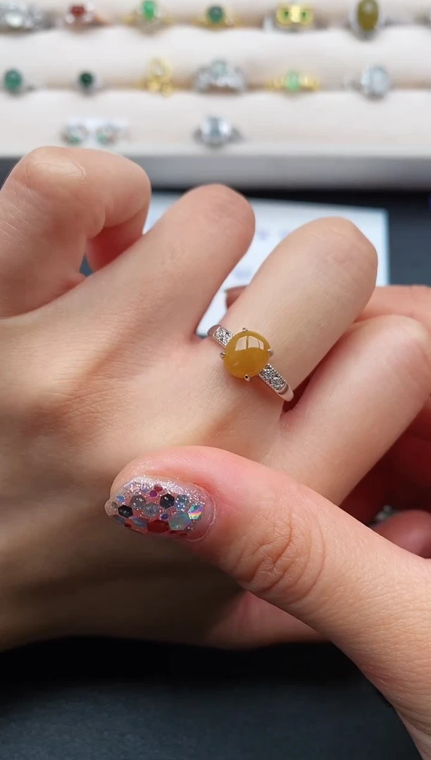 银S925镶嵌戒指翡翠缅甸天然A货翡翠11 3-3