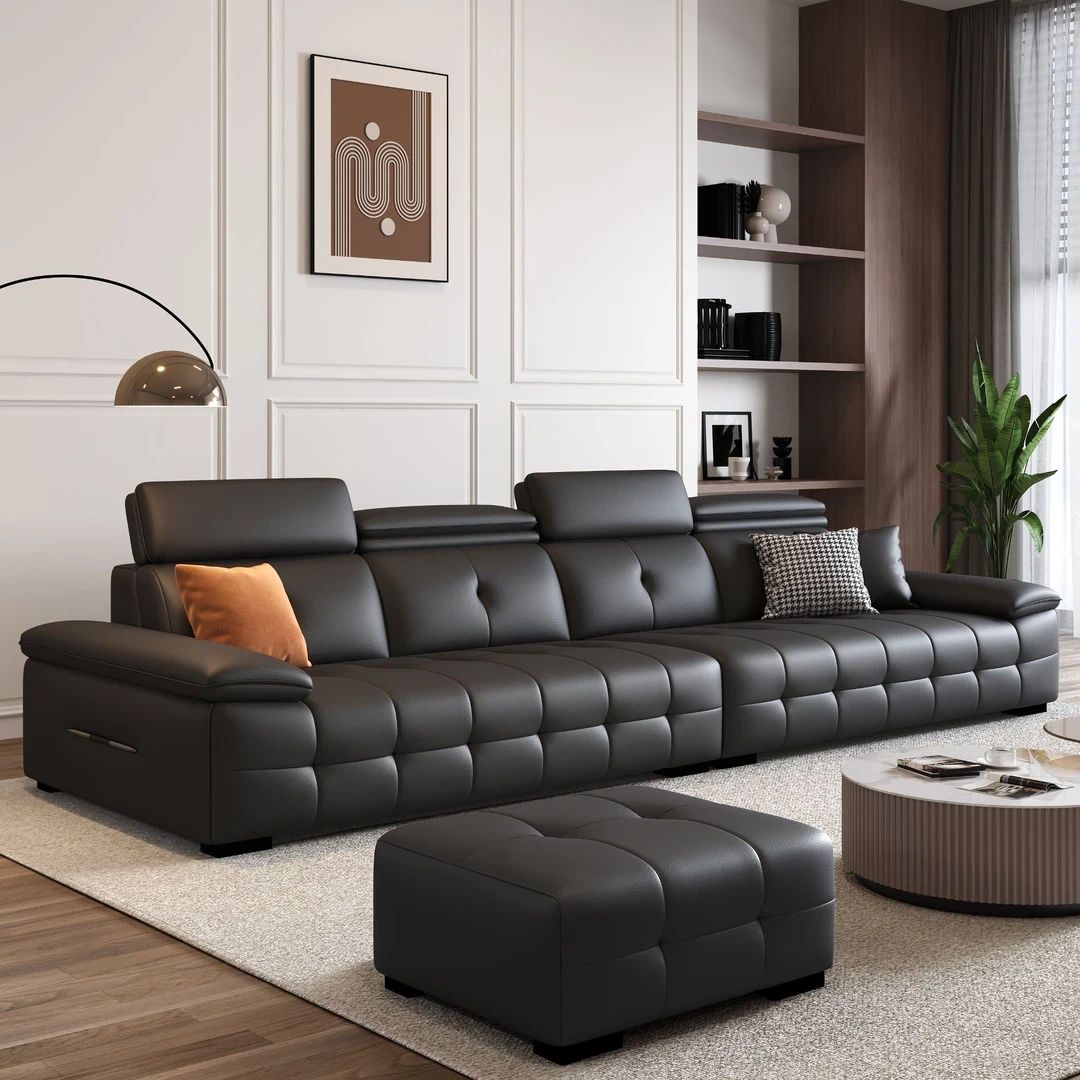 意式极简奈迪芬真皮沙发现代简约客厅单人位三人四人位劳伦斯沙发