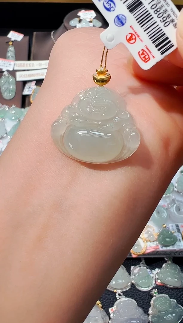 翡翠18K金镶嵌吊坠(不含链)佛公吊坠110A