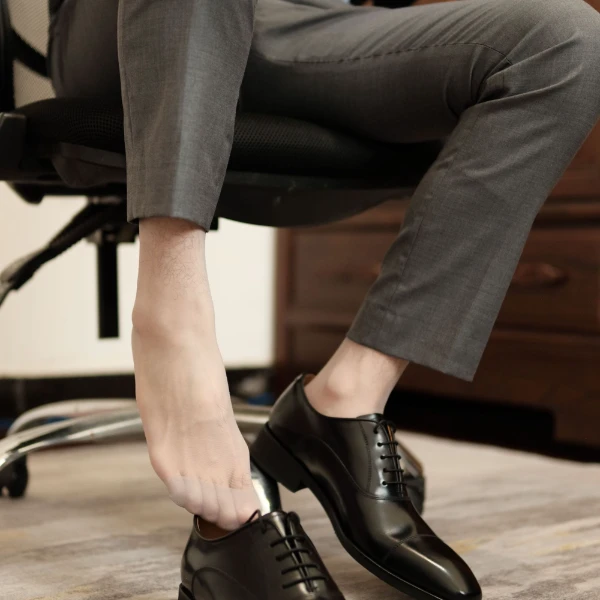 脚尖加固素面超薄商务袜男士商务西装中长筒日系锦纶正装小腿丝袜