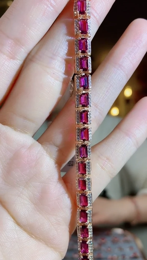 银S925镶嵌手链石榴石手链