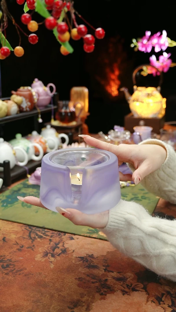 【闪购商品】紫色水晶琉璃蜡烛温茶台
