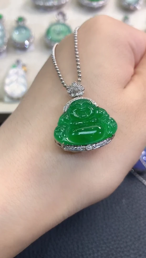 翡翠18K金镶嵌吊坠(不含链)春日珠宝 C24多样性一件发