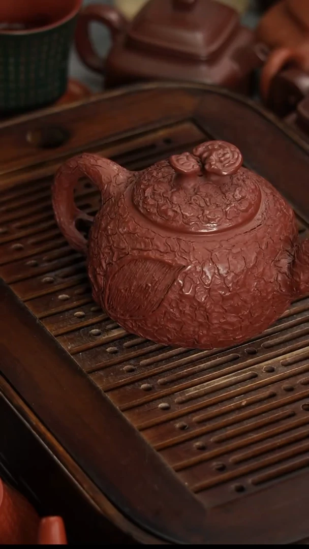 茶壶紫砂宜兴紫砂朱泥灵芝供春280毫升