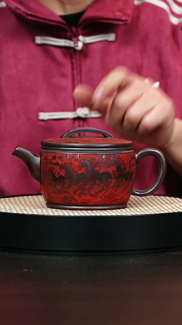 茶壶紫砂古乌泥 汉瓦500cc·