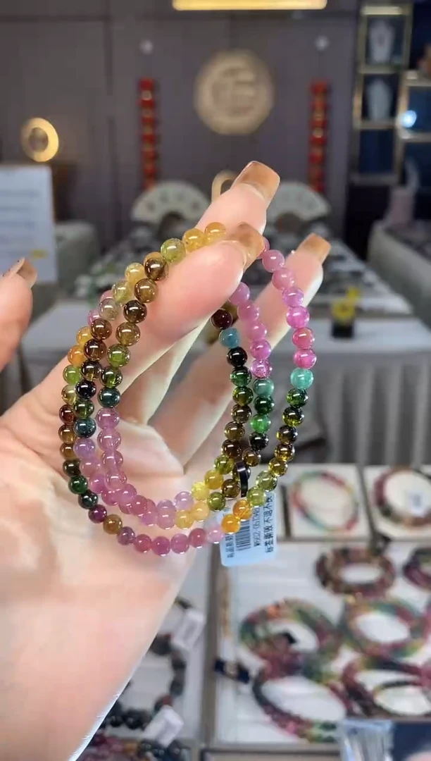 未镶嵌老矿碧玺三圈手串5mm+碧玺dan多样性发货一条