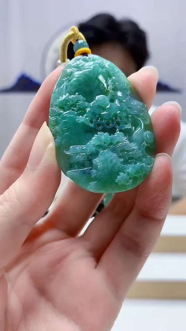 未镶嵌定制翡翠4688zm-毛货挂件山水88