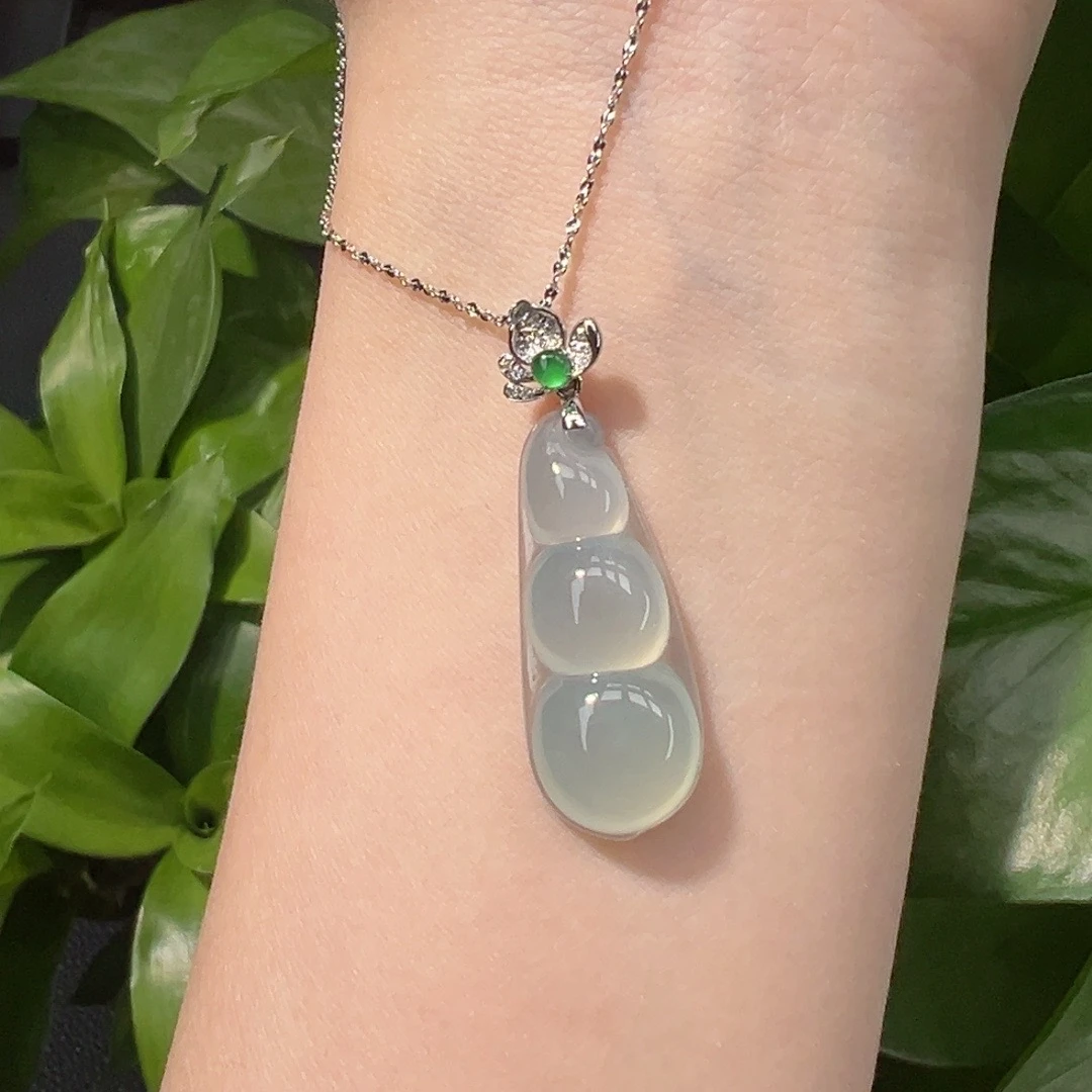 翡翠吊坠(不含链)18K金镶嵌福豆吊坠983