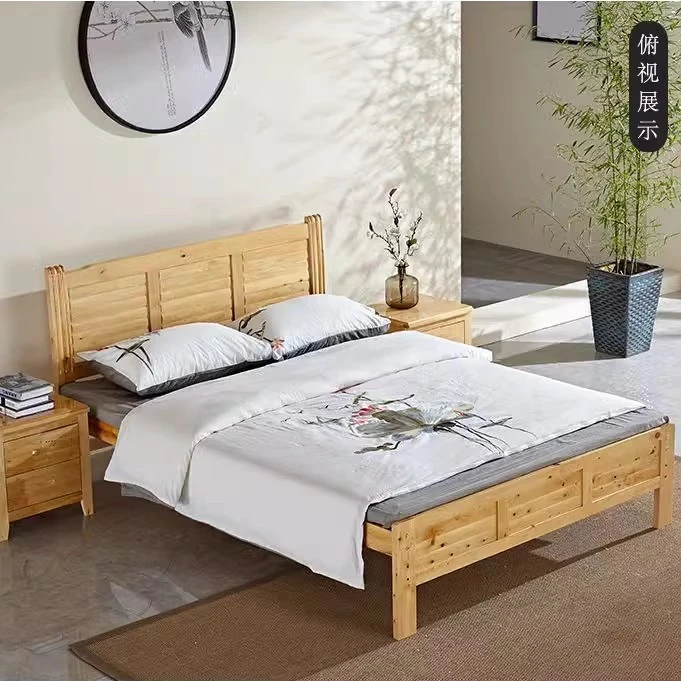 柏木实木床 1.2米单人床、1.5米家用、1.8米双人大床出租房耐用