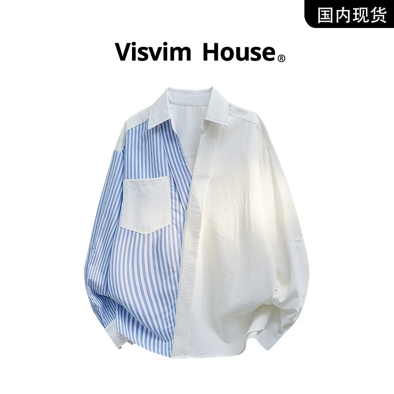 【品牌现货撤柜】VISVIM WIN夏季新款拼接设计感V领衬衫外套男士