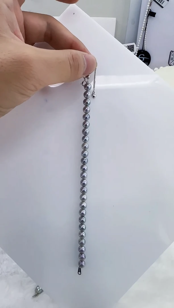 未镶嵌海水珍珠DA海水灰珠手链6-7 y472