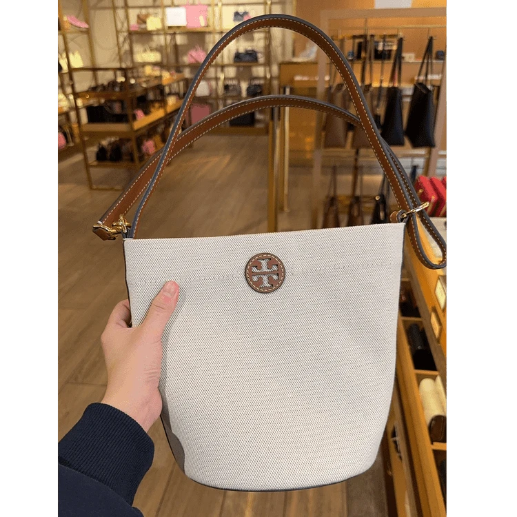 全新未使用 TORY BURCH/汤丽柏琦 BALKE帆布水桶包160762