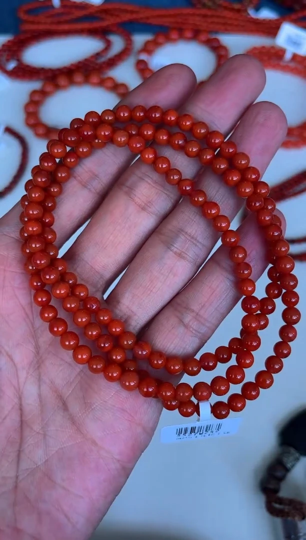 手链未镶嵌南红玛瑙老瓦西料5mm锦红多圈南红W-A11