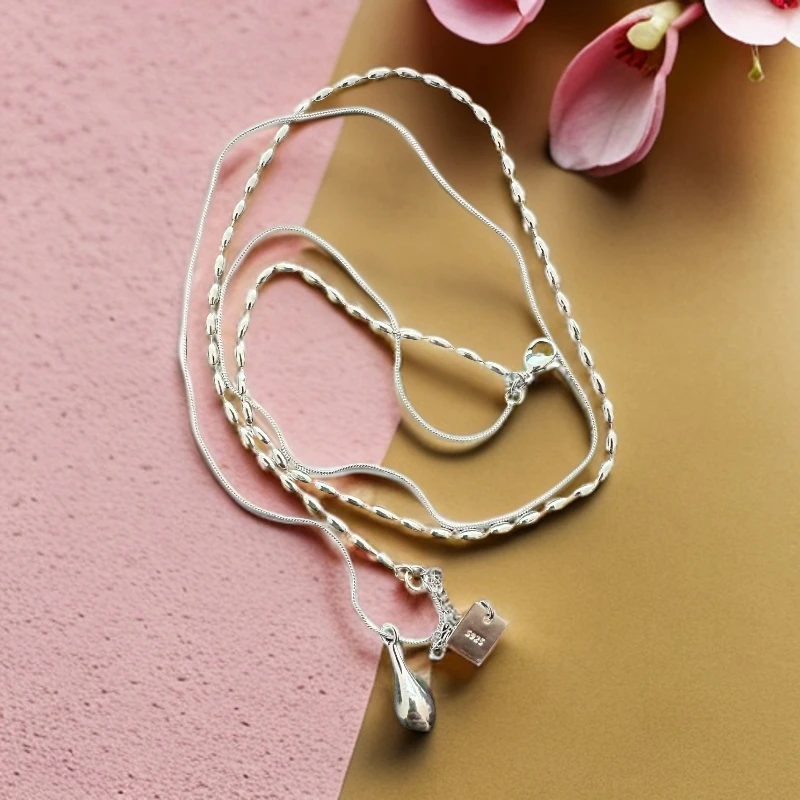 YZ089 双圈米粒水滴项链无礼盒