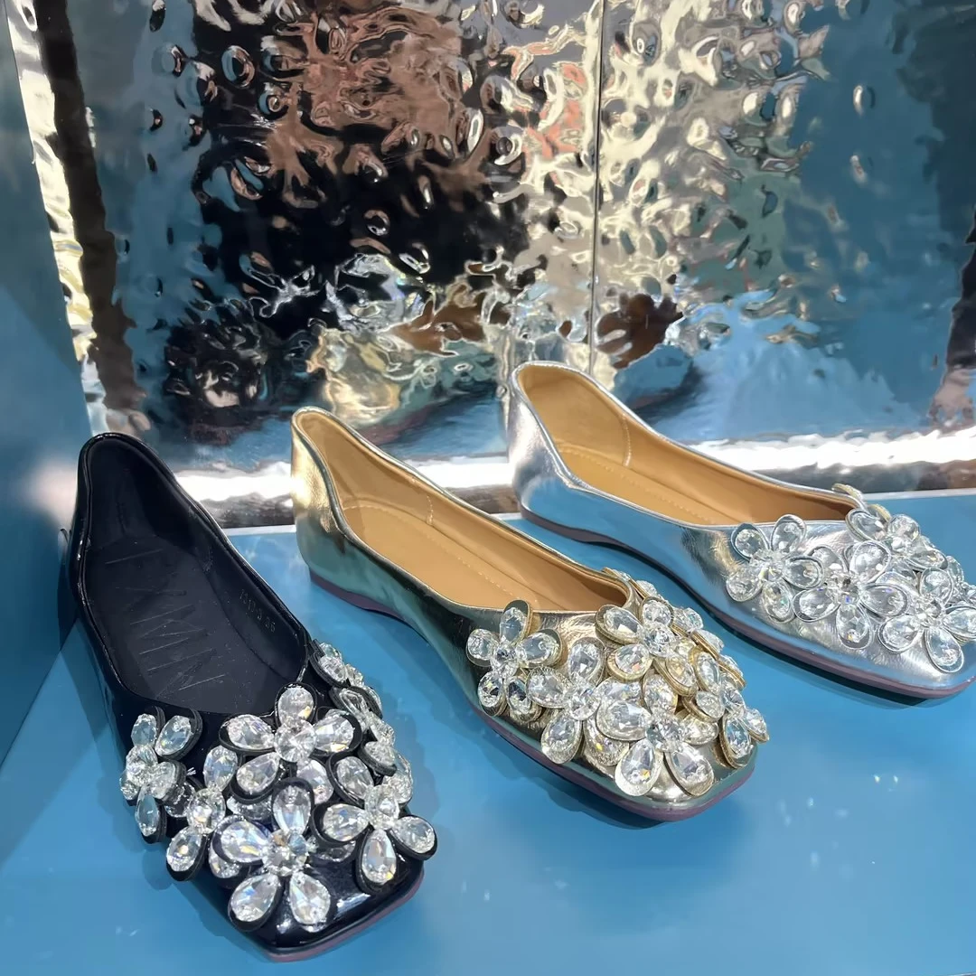 阿芙莎手工鞋73103时尚百搭水晶花小仙女轻奢单鞋B