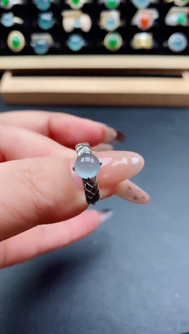 银S925镶嵌戒指翡翠1