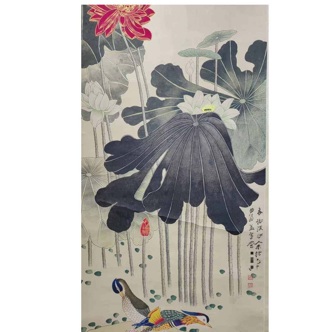 张老 款墨色金线荷花142*68约8.4平尺