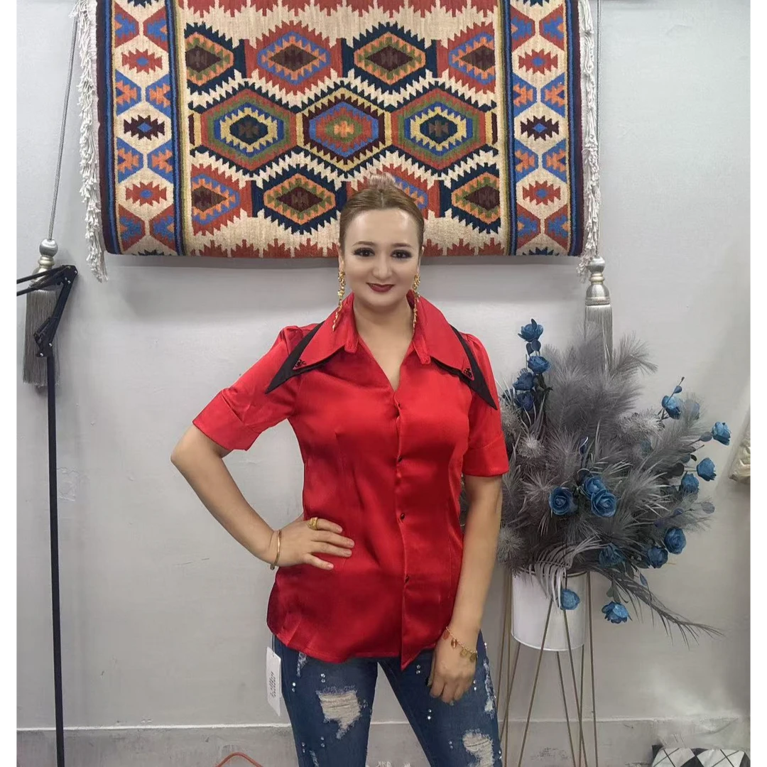 新款气质时尚中袖衬衫 百搭 显瘦 翻领 9922