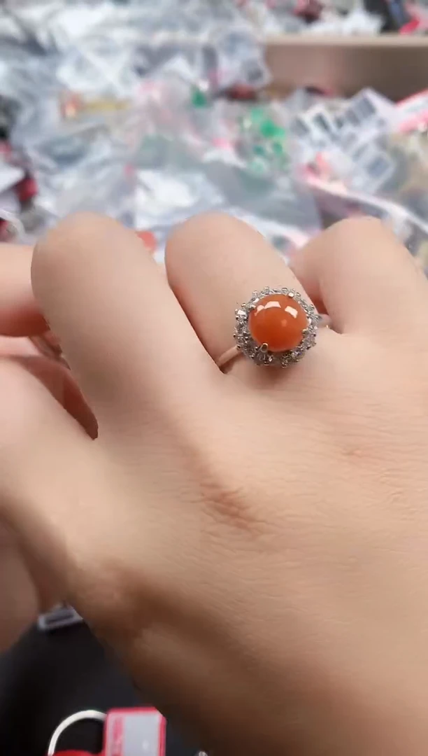 银S925镶嵌戒指翡翠天然A货缅甸翡翠