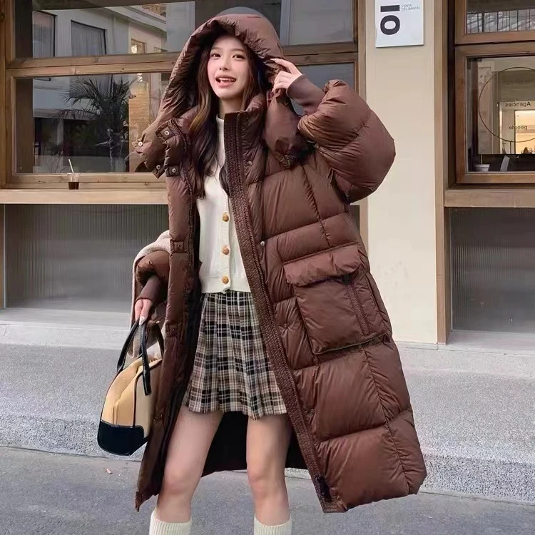 8818泡芙系列长款95白鸭绒羽绒服外套女冬韩系宽松加厚羽绒服